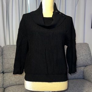 Jones New York Collection Black Cowl Neck Cropped Sweater Size XL